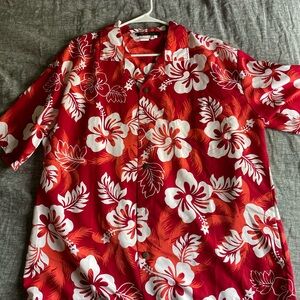 Red Floral Hawaiian Shirt